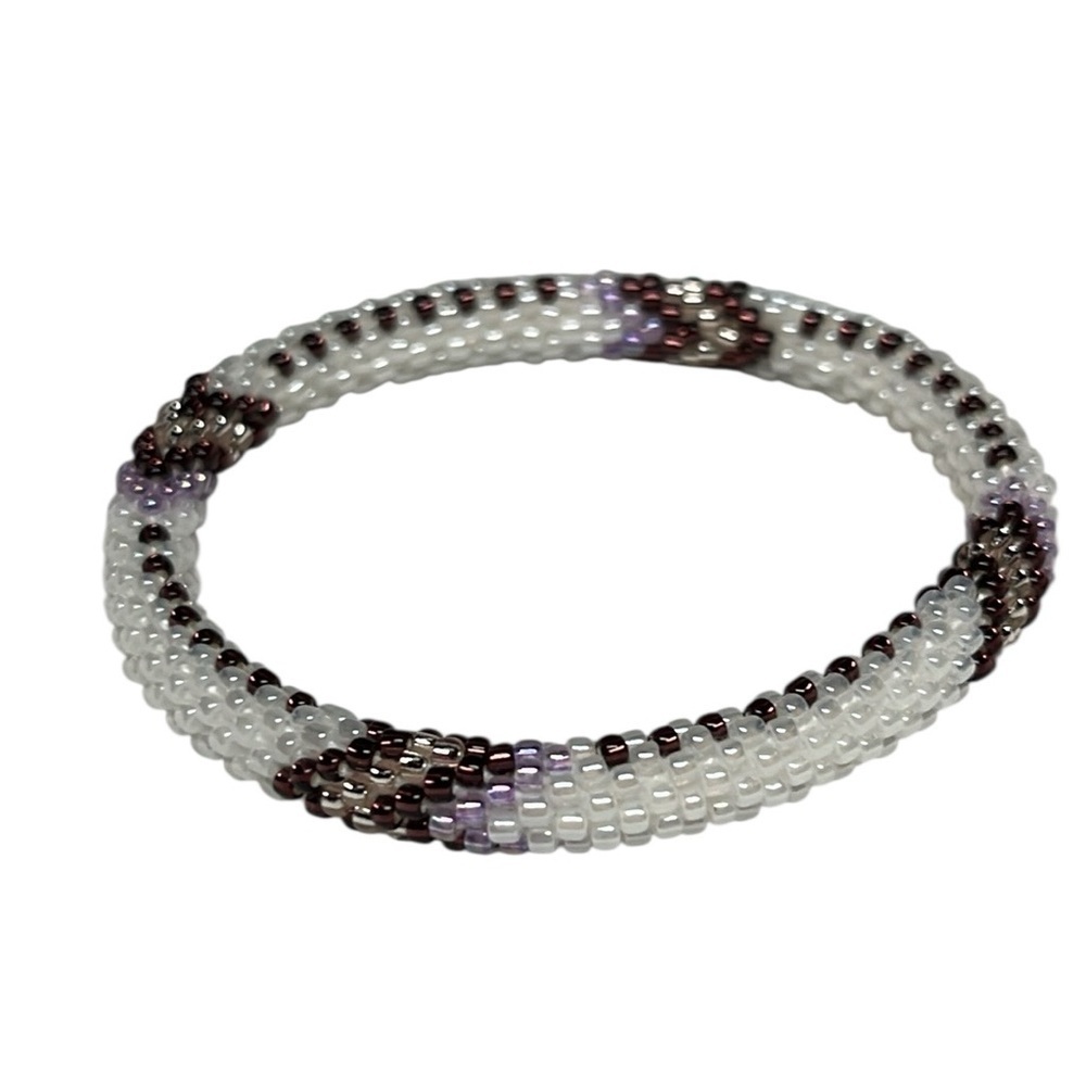 Sashka Handcrafted Glass Beaded Bracelet  | Stackable Boho Chic Pearl,Black